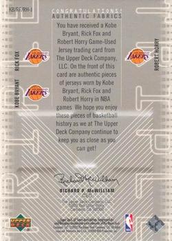 2002-03 SP Game Used - Authentic Fabrics Triple #KB/RF/RH-J Kobe Bryant / Rick Fox / Robert Horry Back
