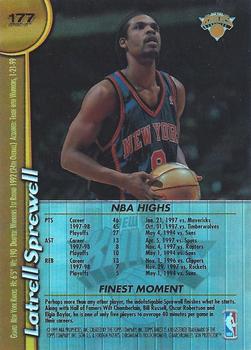 1998-99 Finest - No-Protector Refractors #177 Latrell Sprewell Back