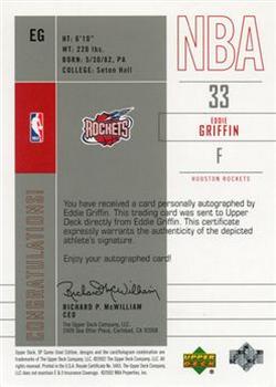 2002-03 SP Game Used - SIGnificance #EG Eddie Griffin Back