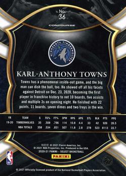 2020-21 Panini Select - Blue #36 Karl-Anthony Towns Back
