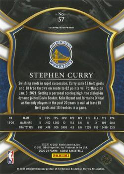 2020-21 Panini Select - Blue #57 Stephen Curry Back