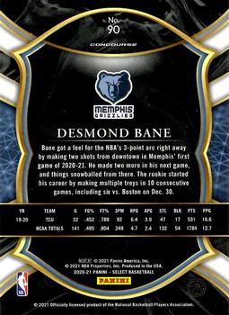 2020-21 Panini Select - Blue #90 Desmond Bane Back