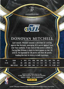 2020-21 Panini Select - Blue Prizms #27 Donovan Mitchell Back
