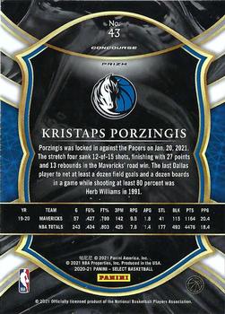 2020-21 Panini Select - Blue Prizms #43 Kristaps Porzingis Back