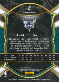 2020-21 Panini Select - Blue Prizms #63 LaMelo Ball Back