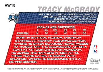 2002-03 Topps - Around the World Exchange #AW15 Tracy McGrady Back