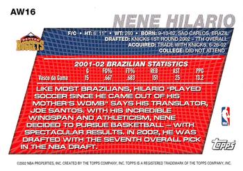2002-03 Topps - Around the World Exchange #AW16 Nene Hilario Back