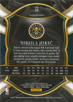2020-21 Panini Select - Disco Prizms #58 Nikola Jokic Back