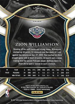 2020-21 Panini Select - Green White Purple #1 Zion Williamson Back