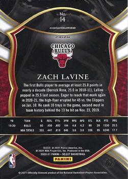 2020-21 Panini Select - Green White Purple #14 Zach LaVine Back