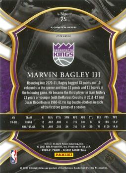2020-21 Panini Select - Green White Purple #25 Marvin Bagley III Back