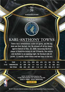 2020-21 Panini Select - Green White Purple #36 Karl-Anthony Towns Back