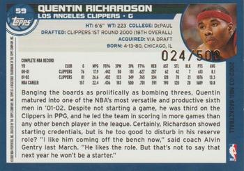 2002-03 Topps - Black #59 Quentin Richardson Back