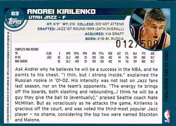 2002-03 Topps - Black #83 Andrei Kirilenko Back