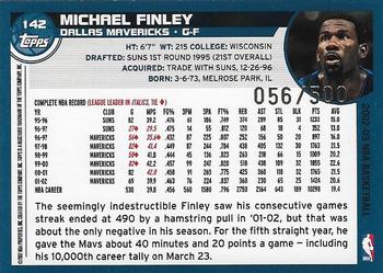 2002-03 Topps - Black #142 Michael Finley Back