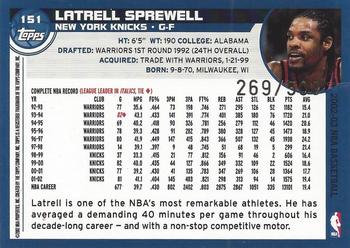 2002-03 Topps - Black #151 Latrell Sprewell Back