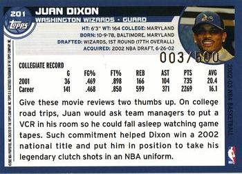 2002-03 Topps - Black #201 Juan Dixon Back