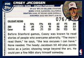 2002-03 Topps - Black #206 Casey Jacobsen Back