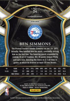 2020-21 Panini Select - Red Wave Prizms #34 Ben Simmons Back