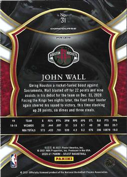 2020-21 Panini Select - Red White Green Cracked Ice #31 John Wall Back