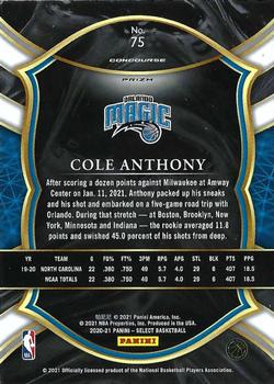 2020-21 Panini Select - Red White Green Cracked Ice #75 Cole Anthony Back