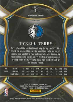 2020-21 Panini Select - Red White Orange Shimmer #91 Tyrell Terry Back