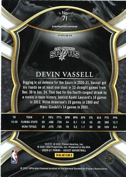 2020-21 Panini Select - Teal White Pink #71 Devin Vassell Back