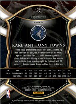 2020-21 Panini Select - Tri-Color Prizms #36 Karl-Anthony Towns Back