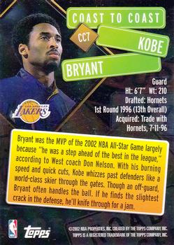 2002-03 Topps - Coast to Coast #CC7 Kobe Bryant Back