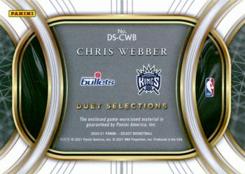 2020-21 Panini Select - Duet Selections Memorabilia #DS-CWB Chris Webber Back