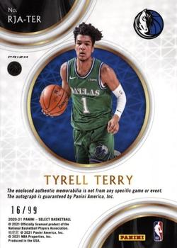 2020-21 Panini Select - Rookie Jersey Autographs Purple #RJA-TER Tyrell Terry Back