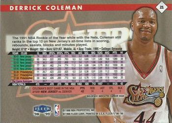 1998-99 Fleer Tradition #21 Derrick Coleman Back