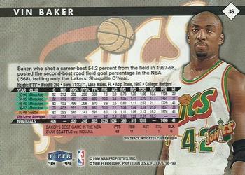 1998-99 Fleer Tradition #36 Vin Baker Back
