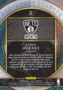 2020-21 Panini Select - Select Numbers #10 Kevin Durant Back