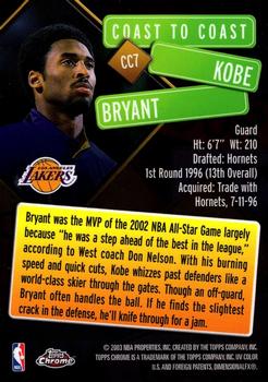 2002-03 Topps Chrome - Coast to Coast #CC7 Kobe Bryant Back