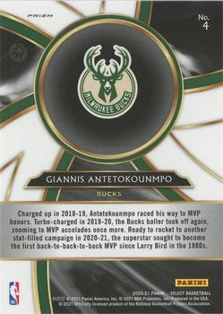 2020-21 Panini Select - Turbo Charged Red #4 Giannis Antetokounmpo Back