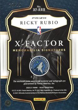 2020-21 Panini Select - X-Factor Memorabilia Signatures Tie-Dye #XF-RRB Ricky Rubio Back