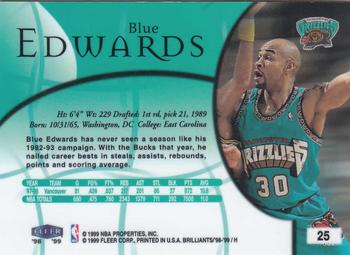 1998-99 Fleer Brilliants #25 Blue Edwards Back