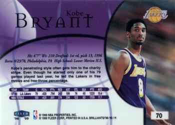 1998-99 Fleer Brilliants #70 Kobe Bryant Back