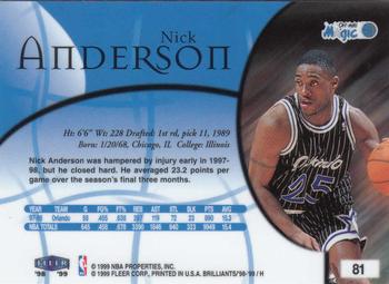 1998-99 Fleer Brilliants #81 Nick Anderson Back