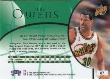 1998-99 Fleer Brilliants #87 Billy Owens Back