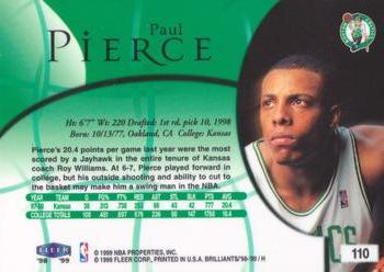 1998-99 Fleer Brilliants #110 Paul Pierce Back