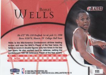 1998-99 Fleer Brilliants #111 Bonzi Wells Back
