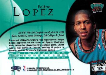 1998-99 Fleer Brilliants #124 Felipe Lopez Back