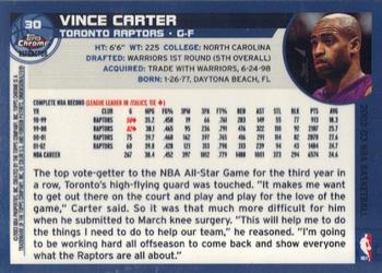 2002-03 Topps Chrome - Refractors #30 Vince Carter Back