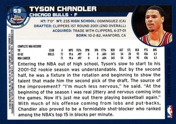 2002-03 Topps Chrome - Refractors #53 Tyson Chandler Back