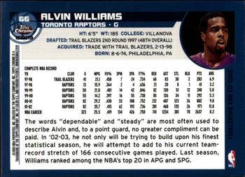 2002-03 Topps Chrome - Refractors #66 Alvin Williams Back