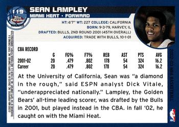 2002-03 Topps Chrome - Refractors #119 Sean Lampley Back