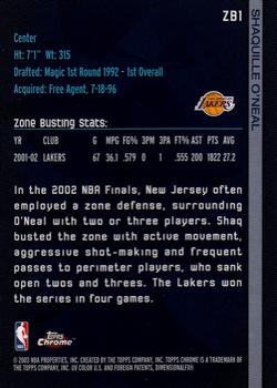 2002-03 Topps Chrome - Zone Busters #ZB1 Shaquille O'Neal Back