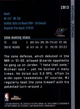 2002-03 Topps Chrome - Zone Busters #ZB13 Michael Jordan Back